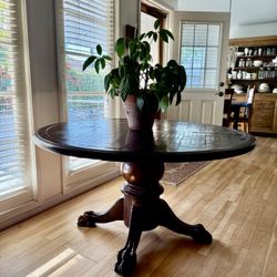 Antique Wood Inlay 53" Dining Table