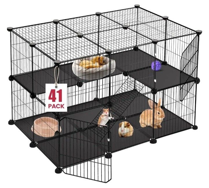 Viscoo 41 Panels Pet Playpen, 35.4" L x 23.6" W x 23.6" H Small Animal Playpen with 2 Doors