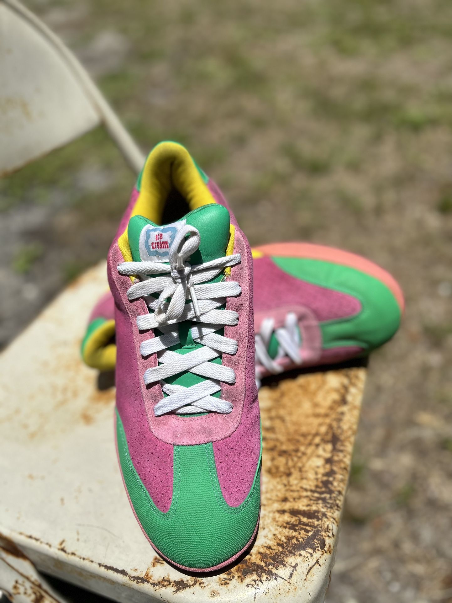 Size 12 -Reebok Board Flip X BBC ICE CREAM X PHARRELL PINK GREEN RARE