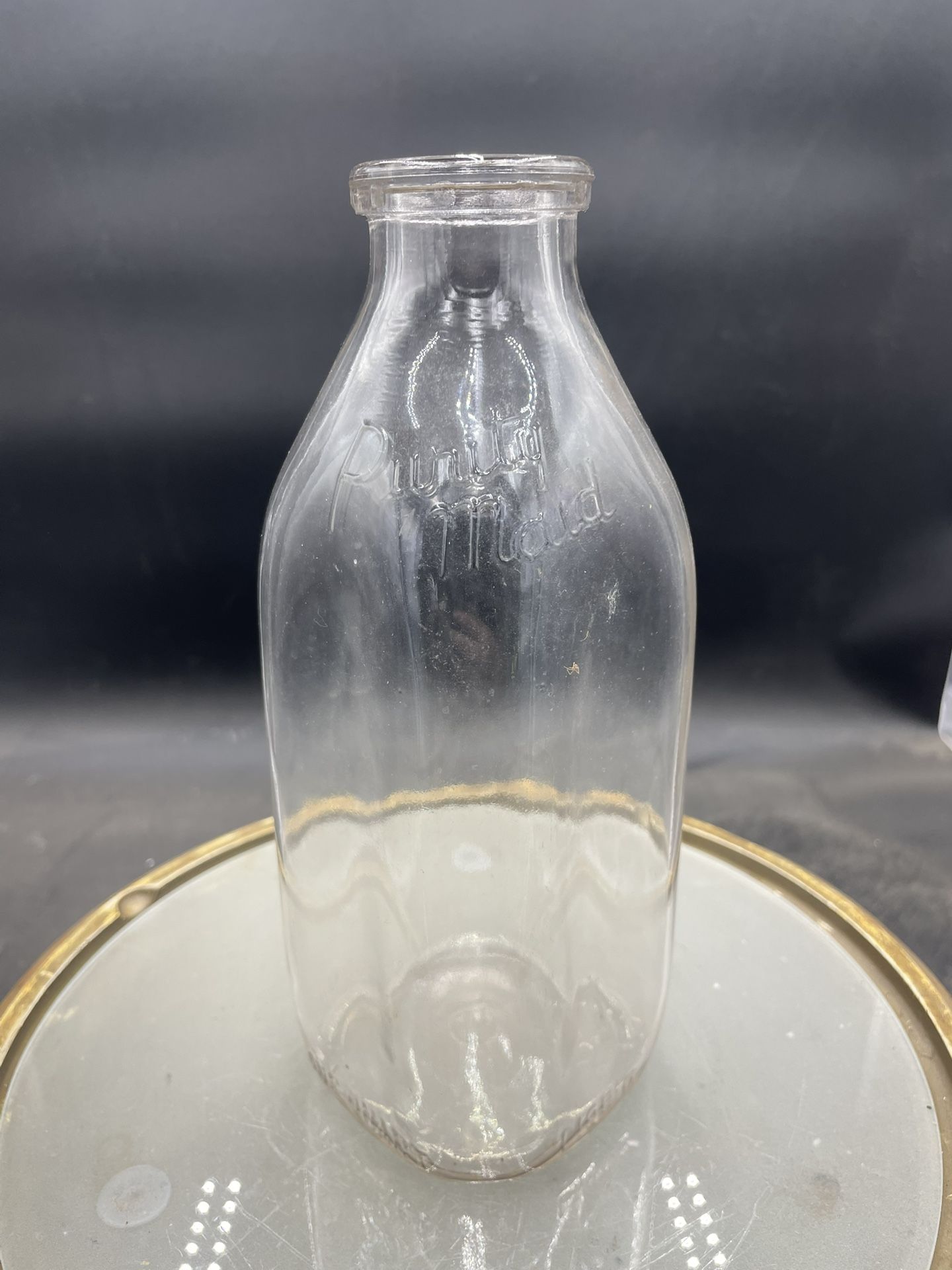 Vintage Purity Maid Bellevue Ohio 9” Glass Milk Bottle