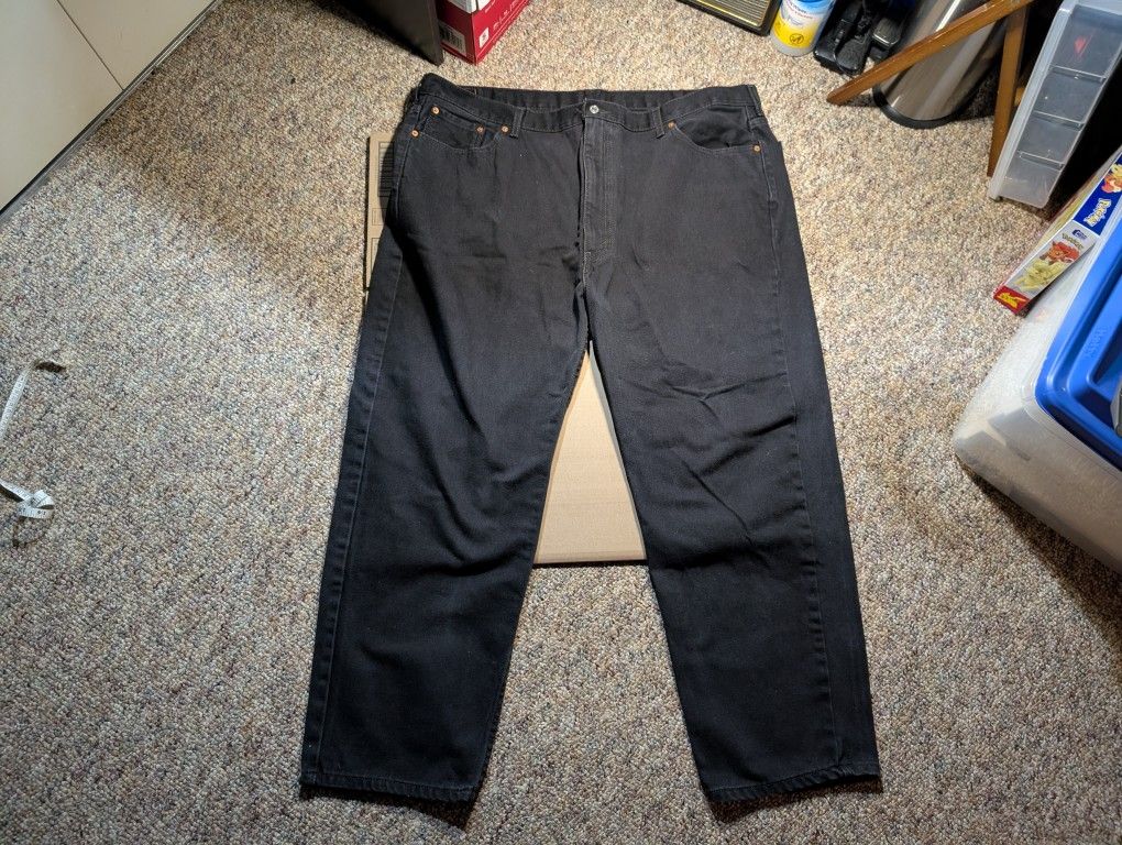 Levis 550 Jeans Men 48x30 Relaxed Tapered Fit Black Wash Denim Pants