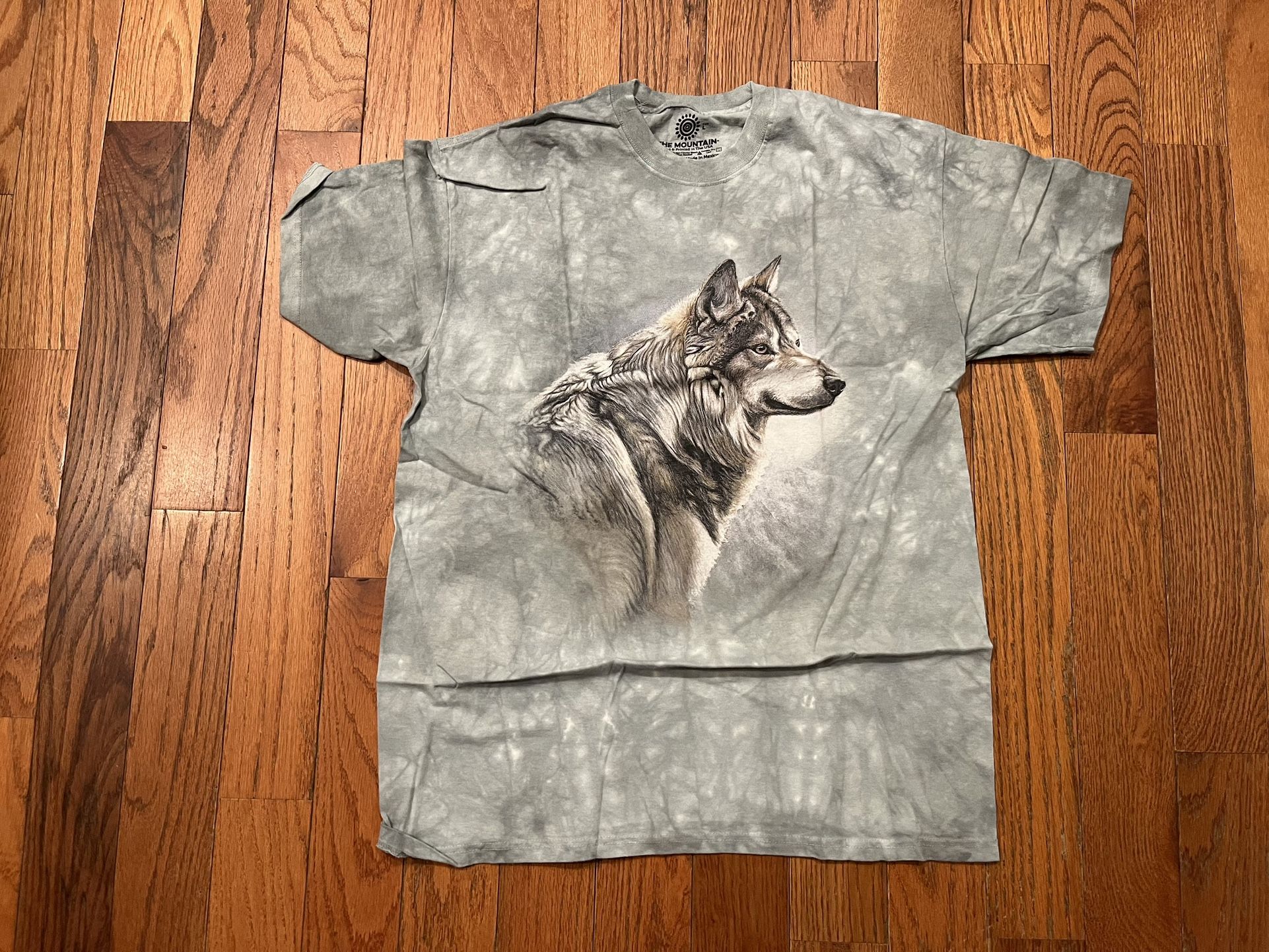 The Mountain Tie Dye Grey Blue Wild Wolf T-Shirt Adult Mens Large 10664 New