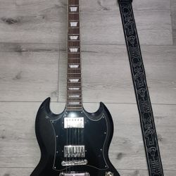 Epiphone SG Electric Guitar – Ebony Black, Like New w/ Soft Case & Strap