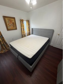 Queen Bed Frame with Storage + FREE Mattress – $100
