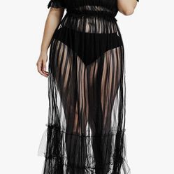 Off The Shoulder Mesh Cover Up Maxi Dress