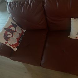 Wine Leather Couch