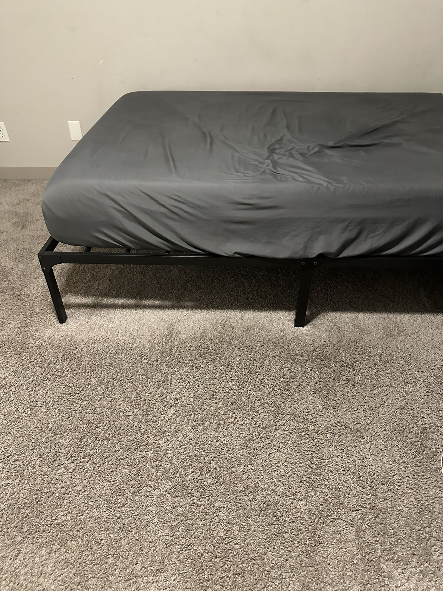 full metal frame and mattress with protector . super soft and firm , no noise . 