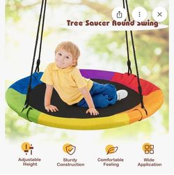 Costway 40" 770 lbs Flying Saucer Tree Swing with 2 Tree Hanging Straps