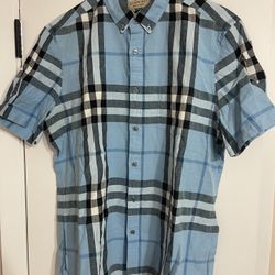 BURBERRY SHORT SLEEVE LINEN SHIRT CHECK PATTERN