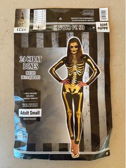 Metallic Gold Skeleton Halloween Costume Womens Small 2-4