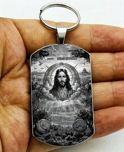 God Lord Jesus Christ Bible Quote Stainless Keychain Reminder Family Kiss Hug