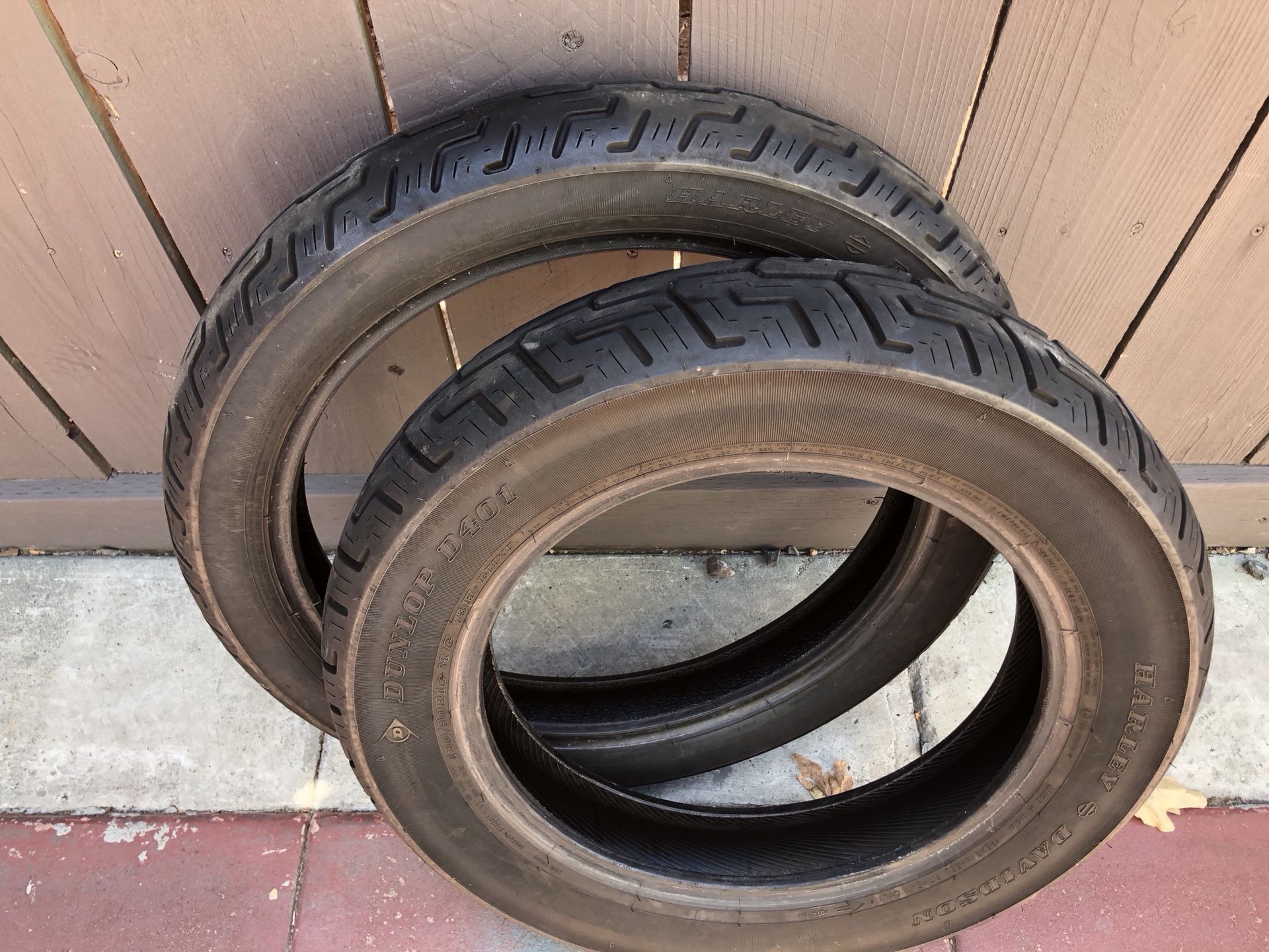 Motorcycle Tires - 2 front, 1 rear, dunlop Bates - $50