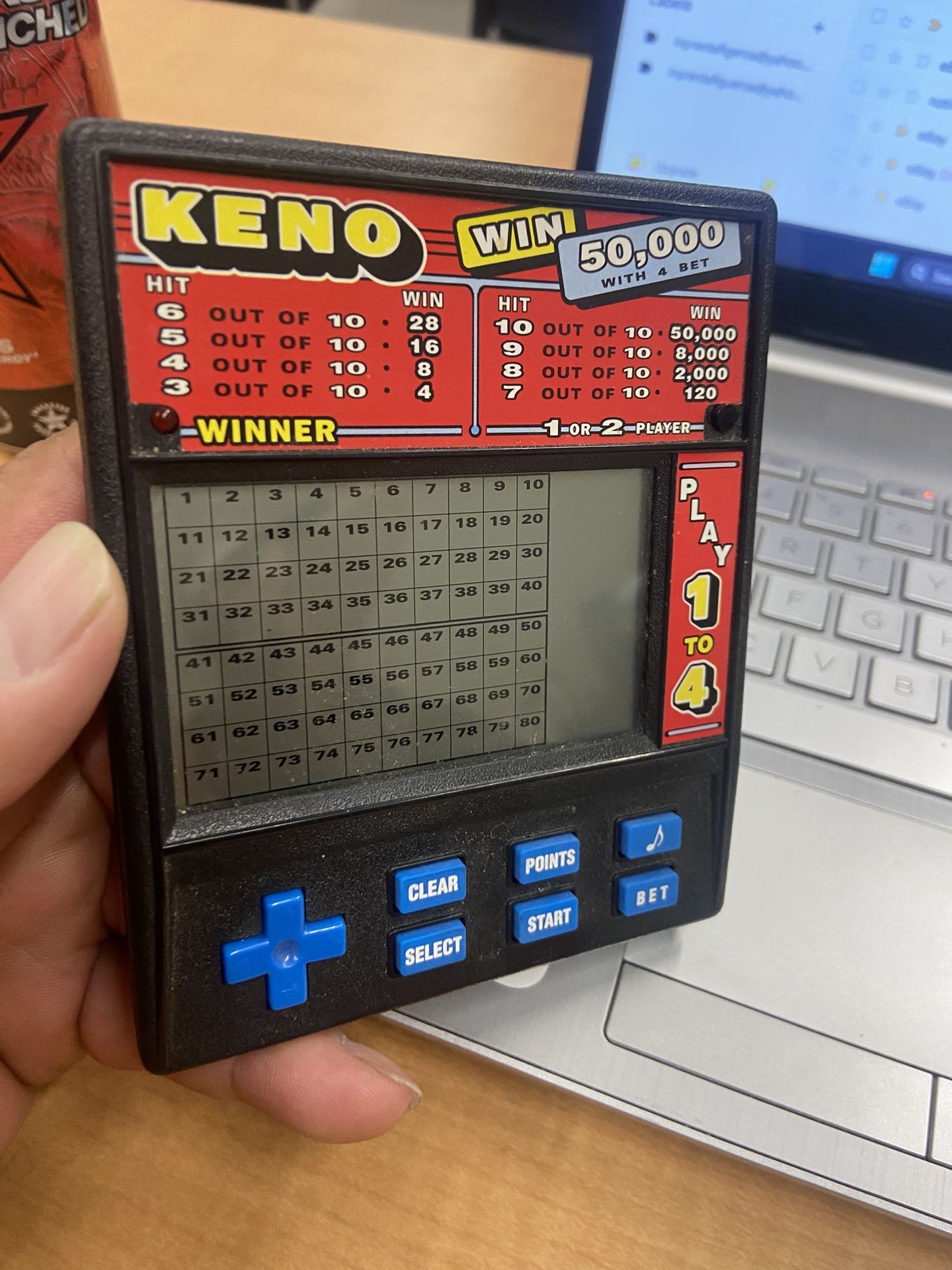 VINTAGE Radica KENO Electronic Hand Held Game Model No. 1480