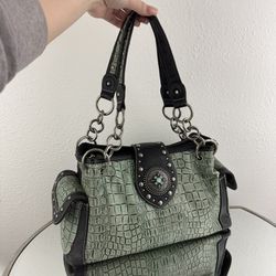 BLAZIN ROXX Y2K Green Black Faux Leather Western Glam Studded Shoulder Purse