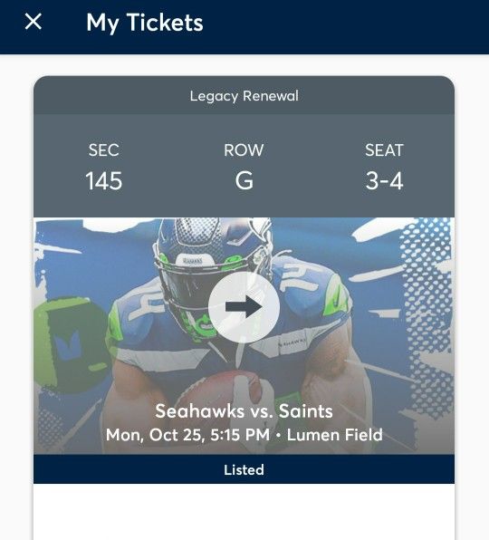 MNF Hawks - 2 Tickets Section 145
