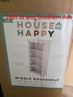 Brand New House of Happy Wiggle 4-Tier Kids Bookshelf - White | 24th St & Southern Ave