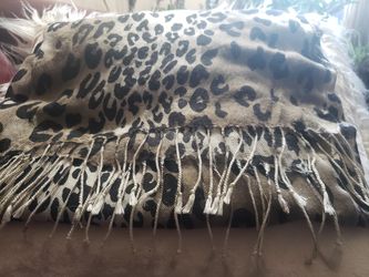 Fringed, animal print shawl/ scarf
