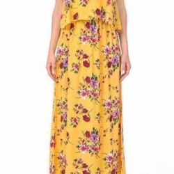 S M L Yellow Floral Maxi Dress Available 