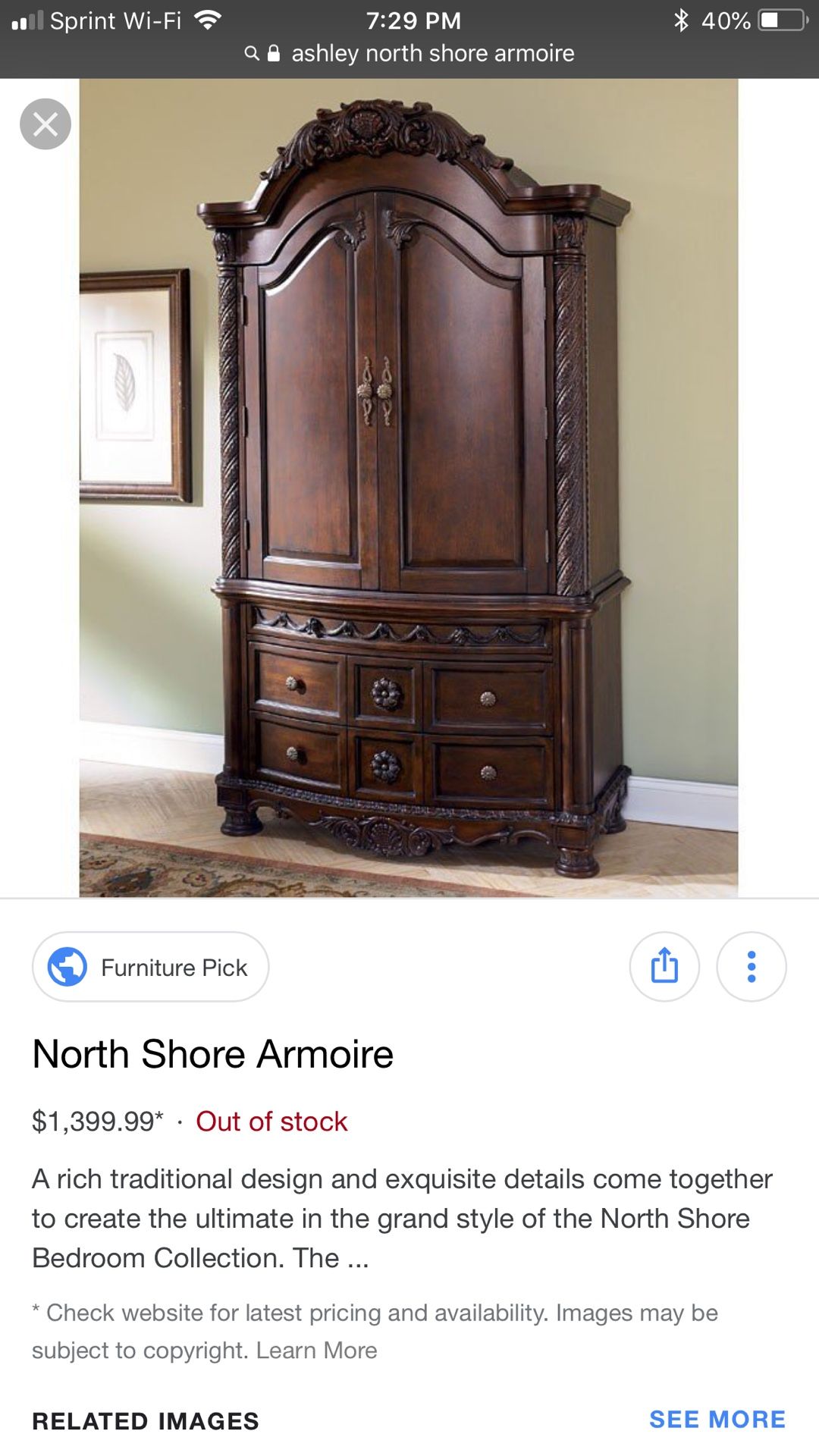 Ashley north shore armoire