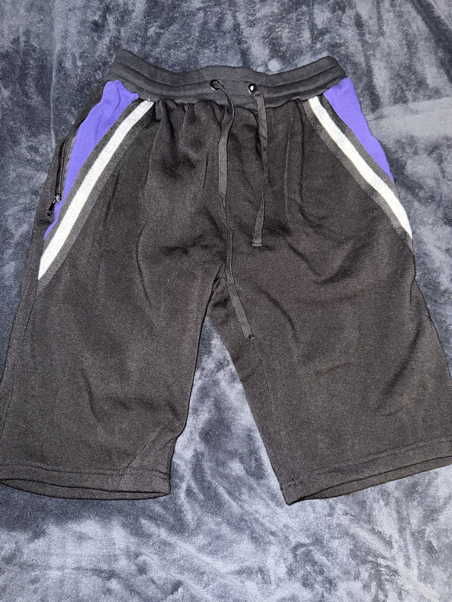 Black and Purple Fleece Shorts