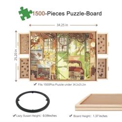 1500 Pieces Rotating Puzzle Board with 4 Drawers and Cover,25"x34" Portable Wooden Jigsaw Puzzle Table  (p23)