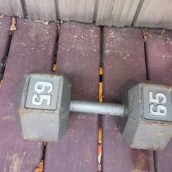 65 pound hex dumbell