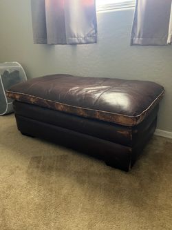 Brown Leather Ottoman