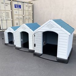 New in box Plastic Dog House w/ Lock Door (Medium $80, Large $115, X-Large $160) All Weather Cage Kennel 