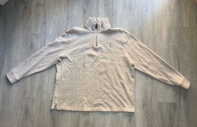 Polo Ralph Lauren Shirt Mens 2XL XXLarge Beige Quarter Zip Pony Pullover 1/4