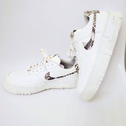 NIKE AIR FORCE 1 AF1 PIXEL SNAKESKIN LIKE NEW White Sail/Sand/Grey Classic Uptowns Women Size 7