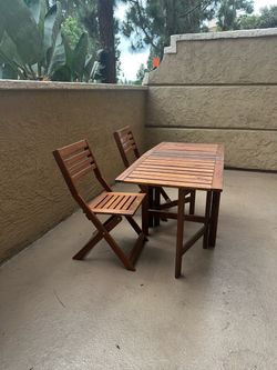 Foldable Wood Table and 2 Chairs Set