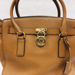 Michale KORS Hamilton Large Satchel Purse Tote Bag, In Leather Brown