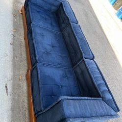 Pottery Barn PB teen Navy Faux Suede Microfiber Sectional (3 Pieces) Couch Lounger