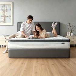 S19 $120 Queen Mattress,12 Inch Queen Size Mattress in a Box, Medium Firm Individual Pocket Springs Blocks Motion Transfer,Even Body Pressure Relief,C
