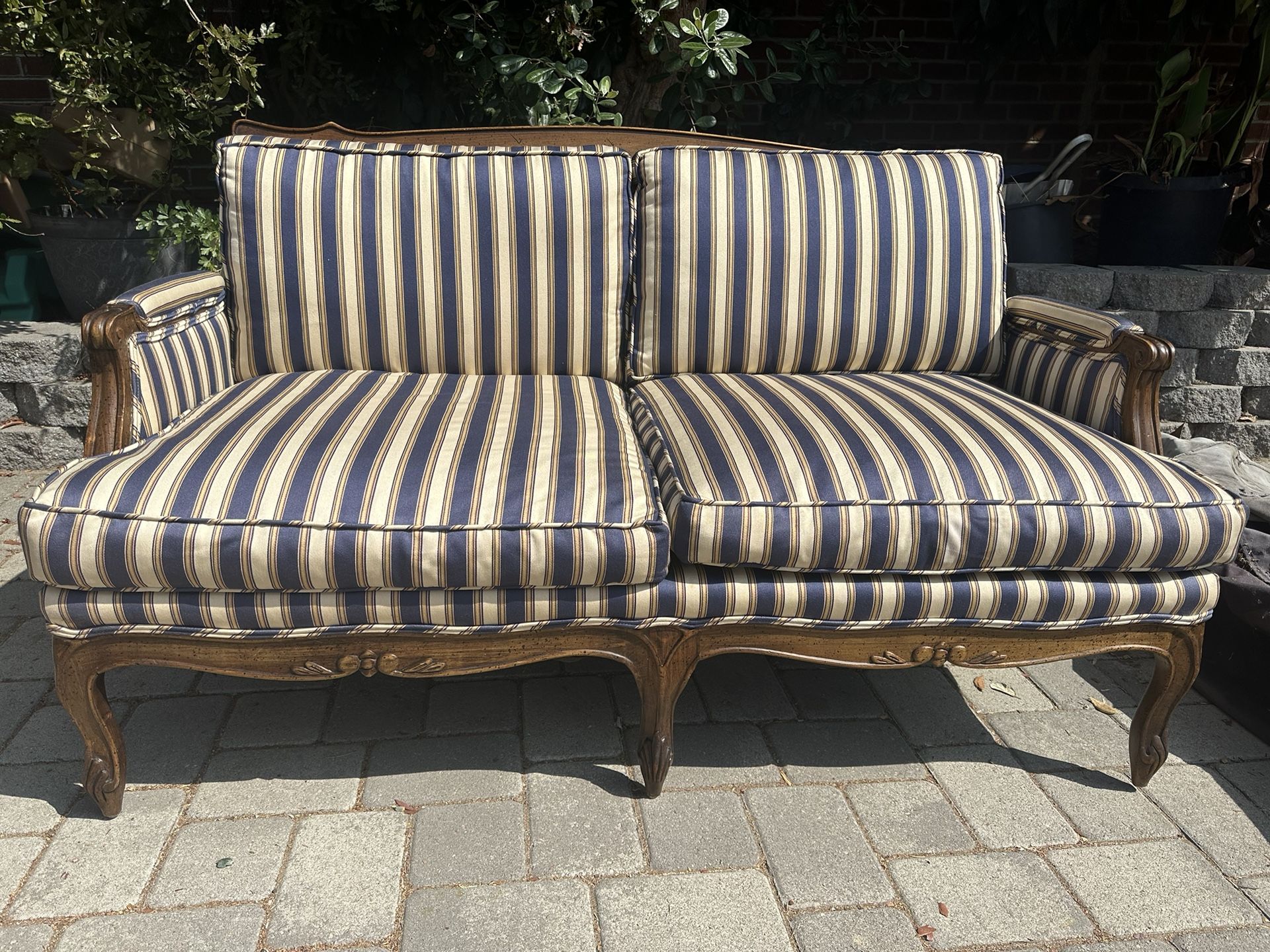 Beautiful Vintage Wood Framed Loveseat