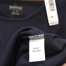 NWT Pendleton 100% Cotton Sleeveless Wide Shoulder Cami Tank Top Navy Blue XS