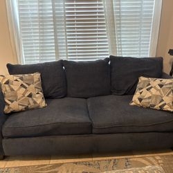 Couch Navy Blue And 2 Pillows