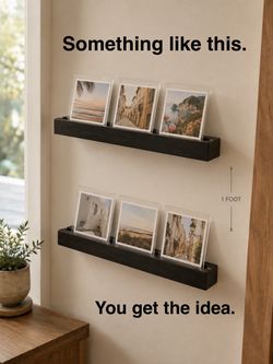 Pottery Barn Wood Gallery Ledge Frame – Holds Three 5x5 Photos (Black)