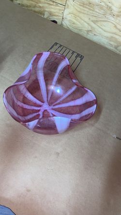 Pink and White Art Italian Glass Bowl