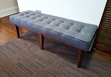 Grey Upholstered Bench, 54 1⁄2” x 18” x 18”