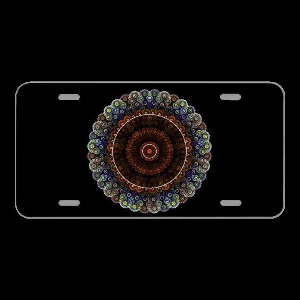 License Plate Novelty Car Front Fractal Mandala Circle Colorful
