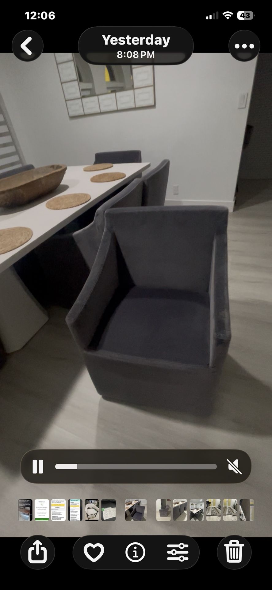 (8)RESTORATION HARDWARE ELLISON SLOPE VELVET DINING CHAIRS ON CASTERS- Retail At $935 For Members