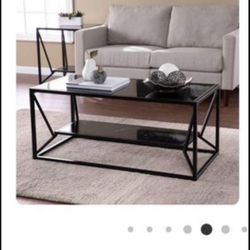 Glass Top Black Coffee Table 