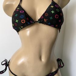 Black/Multi String Bikini, XL