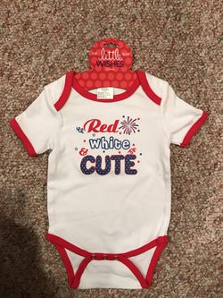 NWT Red White & Cute 4th of July Onesie 6-12 Months