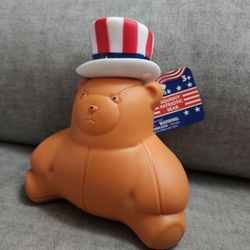 Squishy Patriotic Bear Toy with Tags