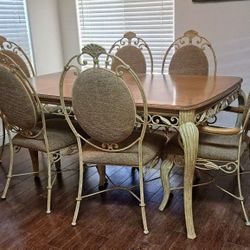 Dining Table Leaf Extension, 6 Chairs W/ Hutch