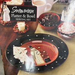 Snowman Platter And Bowl 
