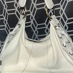 White Kenneth Cole Reaction Braided Canvas hobo Purse 