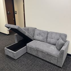 High Quality Corduroy Fabric Couch 🛋️ New In Box 📦 Storage Space Underneath ✅ Pull Out Bed ✅ Reversible L ✅ Corduroy Fabric ✅ Brand New 🆕 